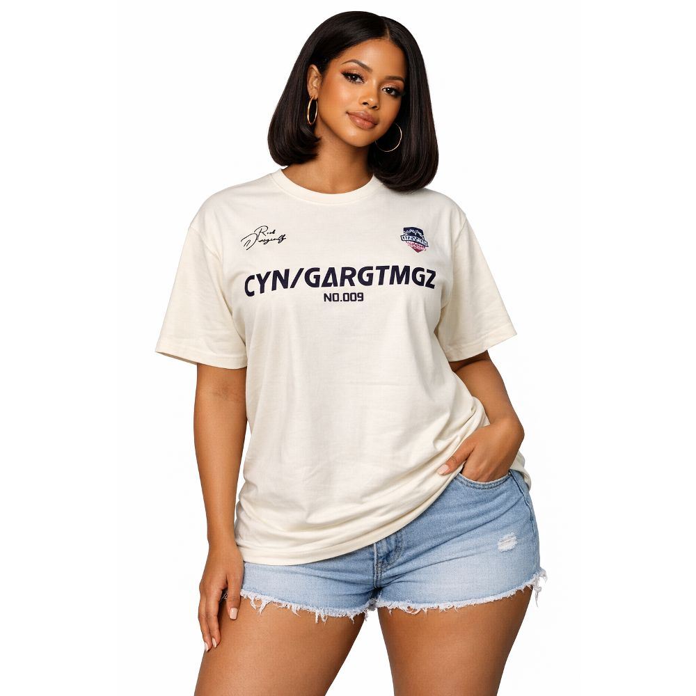 Graphic Printed Off White Crewneck T Shirt